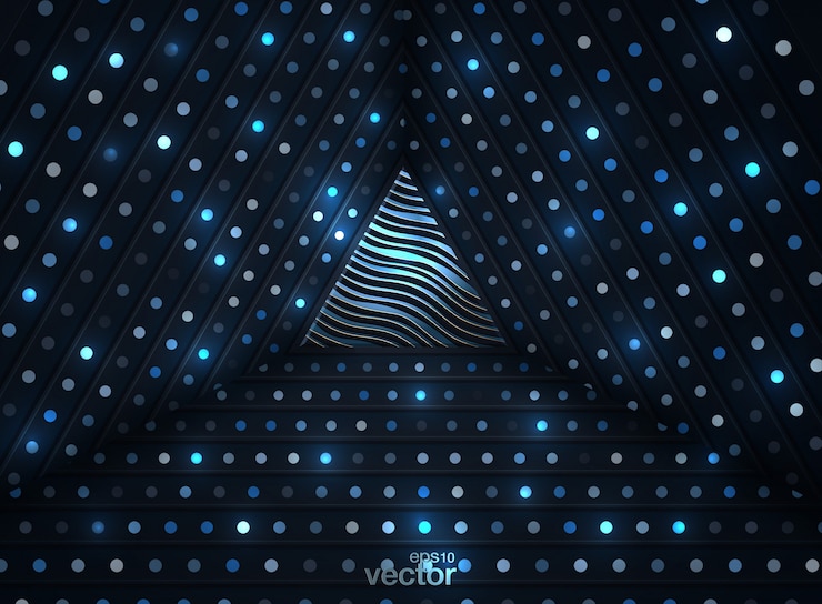 Vector fondo abstracto en 3d con una combinación de puntos dorados luminosos en estilo 3d