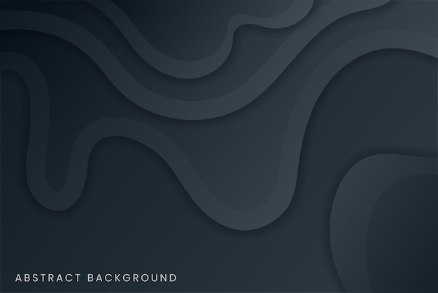 Fondo abstracto 3d dinámico con concepto de diseño de color de ondas de corte de papel negro fluido moderno