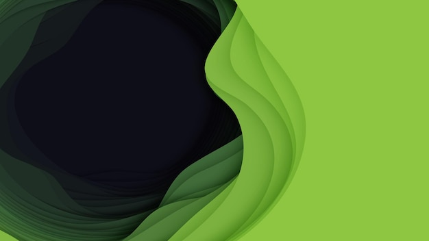 Fondo abstracto 3D con forma de corte de papel. Arte de talla verde colorido.