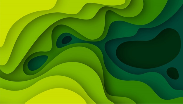 Fondo abstracto 3D con formas de corte de papel verde