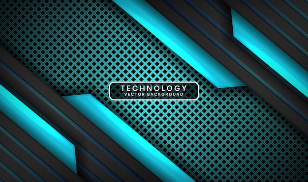 Fondo abstracto 3D tecnología negro y azul con efecto de luz