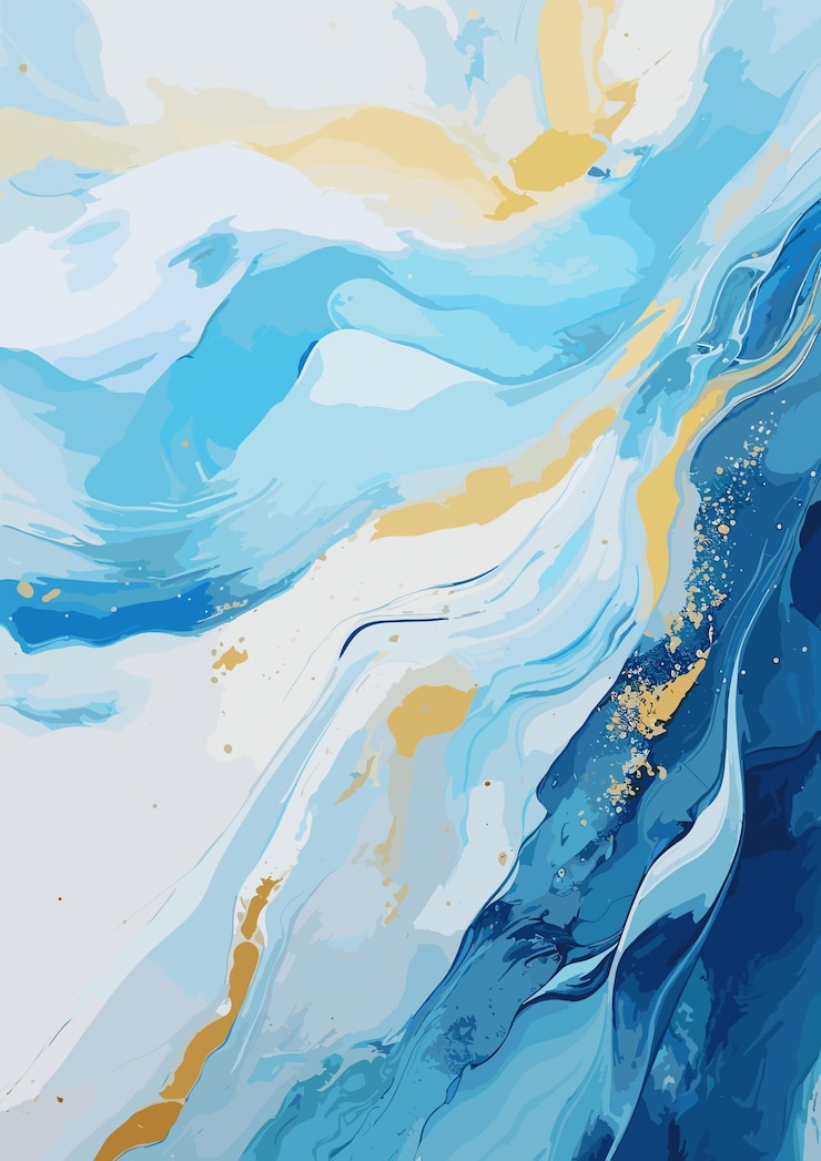 Fondo abstracto acuarela pintura mármol textura azul y oro