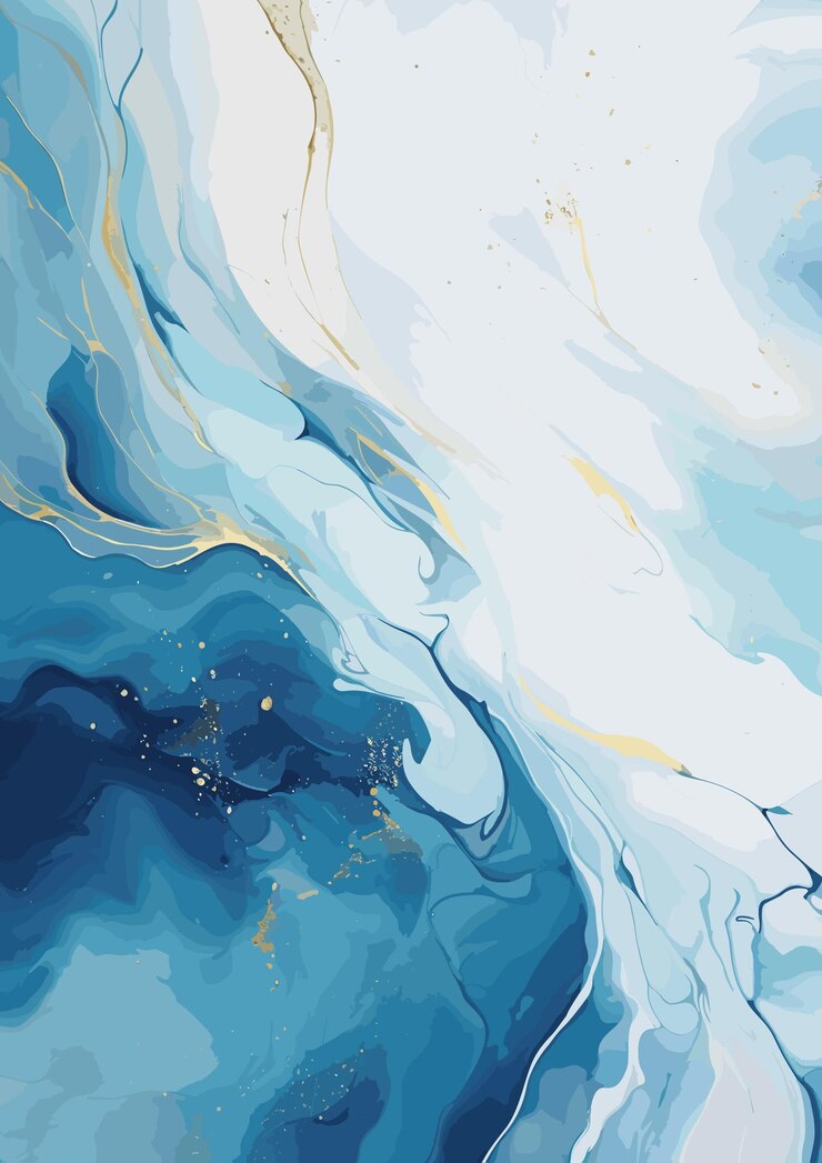 Fondo abstracto acuarela pintura mármol textura azul y oro