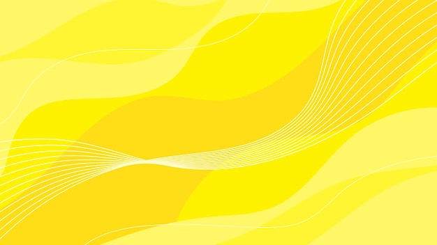 Un fondo abstracto amarillo simple con elementos fluidos y de línea adecuados para aplicaciones prácticas