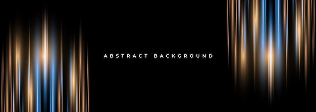 Fondo abstracto ancho negro con efecto de luz de neón de movimiento brillante