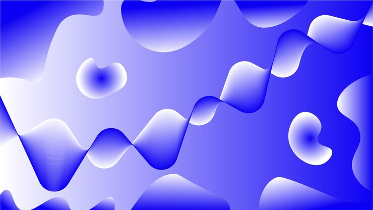 un fondo abstracto azul con un corazón blanco y burbujas