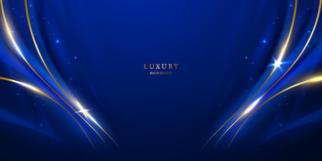 Fondo abstracto azul con elementos dorados de lujo ilustración vectorial