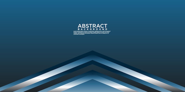 Fondo abstracto azul geométrico con líneas metálicas de flecha que se superponen capas en el espacio oscuro