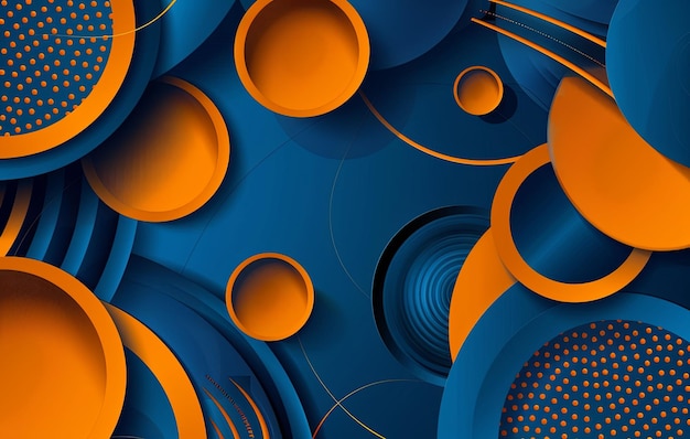 Un fondo abstracto azul y naranja con círculos