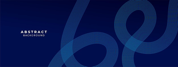 Fondo abstracto azul oscuro con líneas geométricas brillantes patrón de líneas redondeadas diagonales azules brillantes modernas concepto de tecnología futurista traje para portada póster presentación banner sitio web