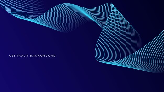 Fondo abstracto azul oscuro con líneas de onda brillantes concepto tecnológico moderno futurista