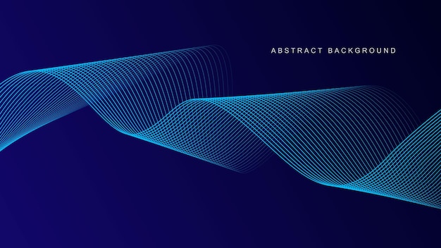 Fondo abstracto azul oscuro con líneas de onda brillantes futurista