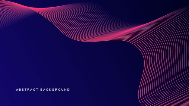 Fondo abstracto azul oscuro con líneas de onda brillantes tecnología de concepto moderno futurista
