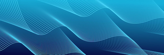 Fondo abstracto azul oscuro con líneas de onda brillantes tecnología futurista