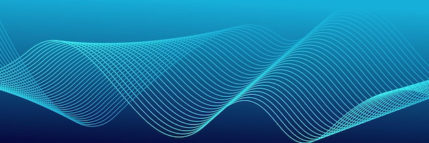 Fondo abstracto azul oscuro con líneas de onda brillantes tecnología futurista