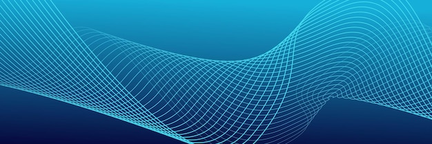 Fondo abstracto azul oscuro con líneas de onda brillantes tecnología futurista
