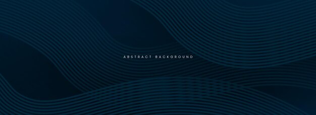 Fondo abstracto azul oscuro con ondas curvas brillantes