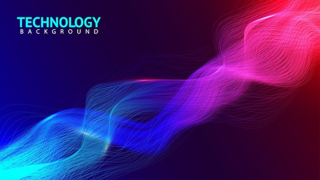 Fondo abstracto azul y rojo de la onda Conexión y concepto web Tecnología digital