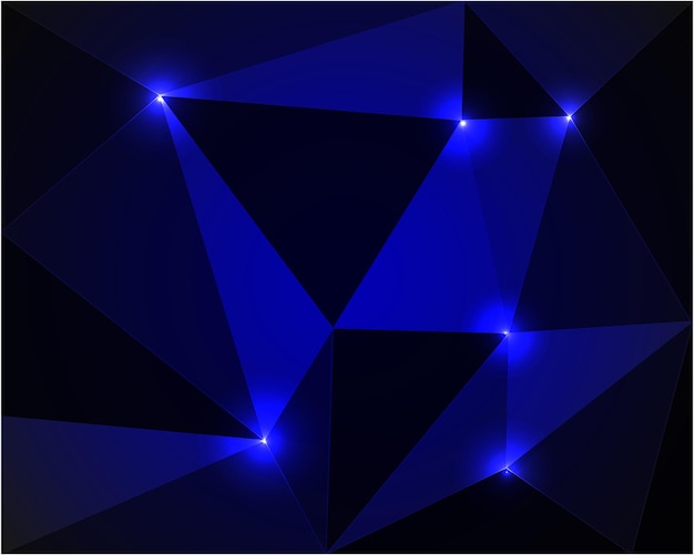 Fondo abstracto azul roto triángulos borrosos sobre un fondo negro