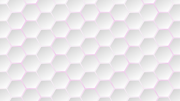 Fondo abstracto de azulejos hexagonales blancos con espacios de color púrpura entre ellos