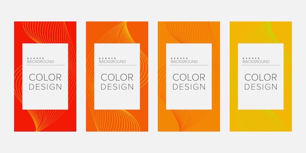 Fondo abstracto banner onda línea color diseño vector vertical banner conjunto