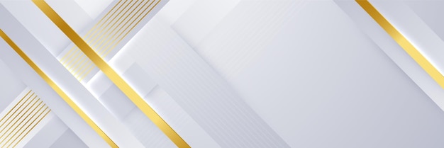 Fondo abstracto blanco y dorado moderno Fondo de oro blanco de forma geométrica abstracta con luz y sombra 3D en capas para el diseño de presentación