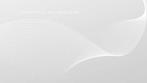 Fondo abstracto blanco gris futurista con un patrón de líneas de onda brillantes para la portada del papel tapiz del estandarte Ilustración vectorial