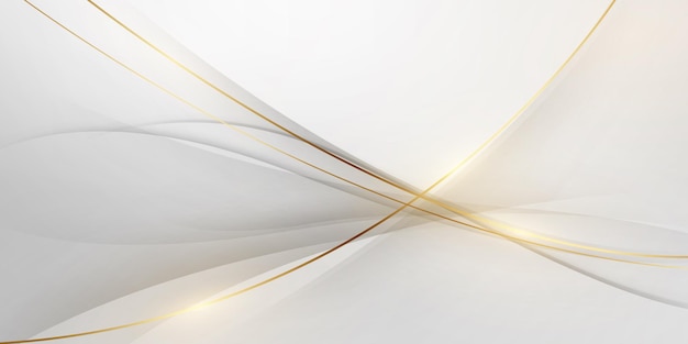 Fondo abstracto blanco y gris con una hermosa decoración de línea dorada. Lujoso.