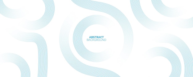 Fondo abstracto blanco con líneas circulares de gradiente azul