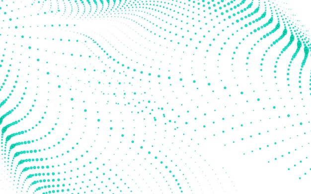 Fondo abstracto blanco con partículas que fluyen onda elemento de puntos de medio tono