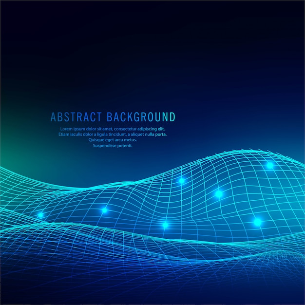 Fondo abstracto brillante tecnología azul ola