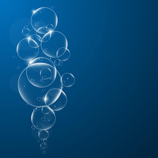 Fondo abstracto con burbujas de jabón en el elemento de diseño de vector de fondo azul oscuro