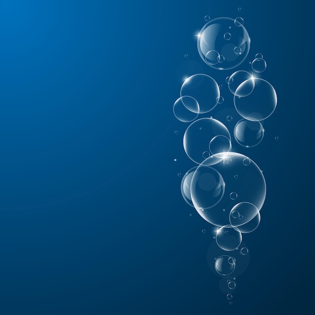 Fondo abstracto con burbujas de jabón en el elemento de diseño de vector de fondo azul oscuro