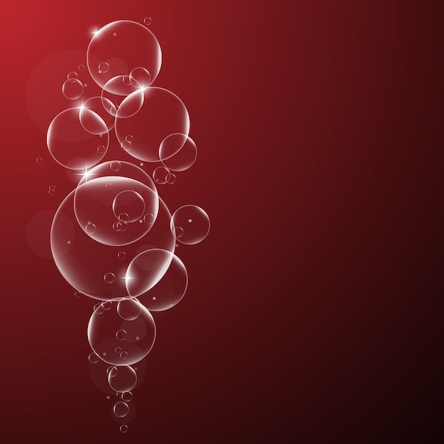 Fondo abstracto con burbujas de jabón en elemento de diseño de vector de fondo rojo oscuro