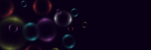 Fondo abstracto con burbujas de neón bolas de vidrio multicolores iridescentes y esferas