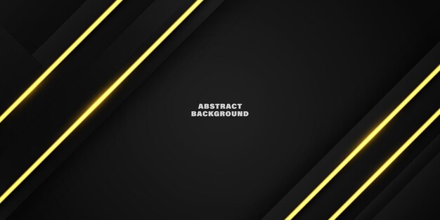 Fondo abstracto con capas negras Ilustración vectorial con formas geométricas y líneas doradas Elemento de diseño gráfico