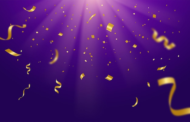 Fondo abstracto Celebración de la fiesta o fondo especial de cumpleaños con brillos dorados o cinta que cae en fondo gradiente Diseño creativo y moderno en ilustración vectorial EPS10