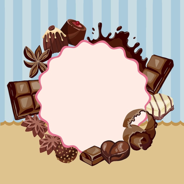 Vector fondo abstracto con chocolate y cupcakes ilustración de alta calidad