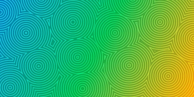 Fondo abstracto de círculos concéntricos en colores verde y amarillo