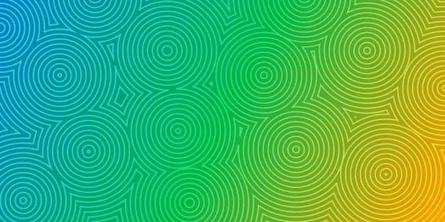 Fondo abstracto de círculos concéntricos en colores verde y amarillo