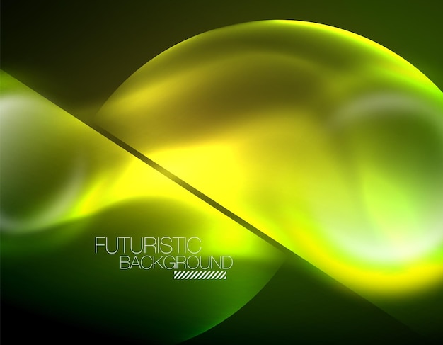 Fondo abstracto de círculos de neón brillante de vector