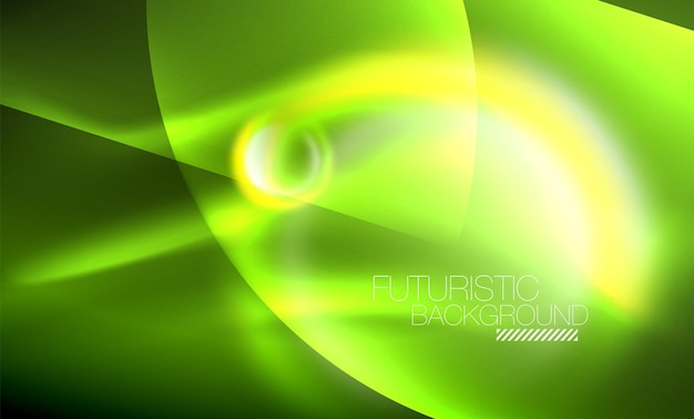 Fondo abstracto de círculos de neón brillante de vector