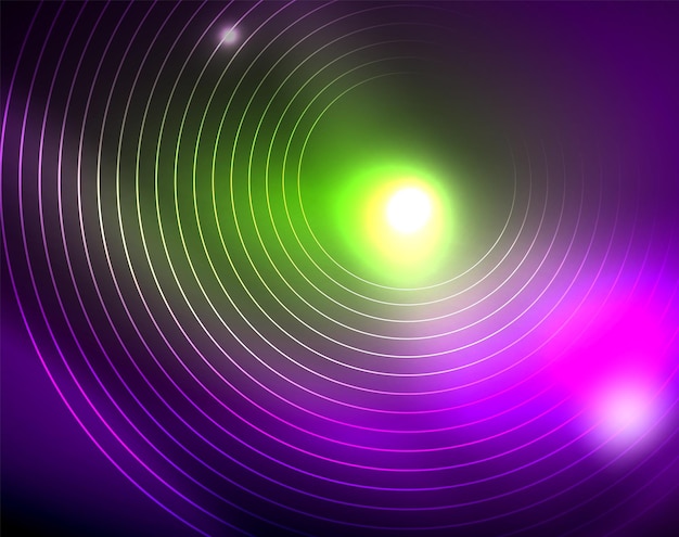 Fondo abstracto de círculos de neón