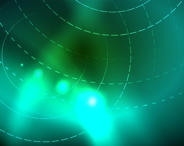 Fondo abstracto de círculos de neón