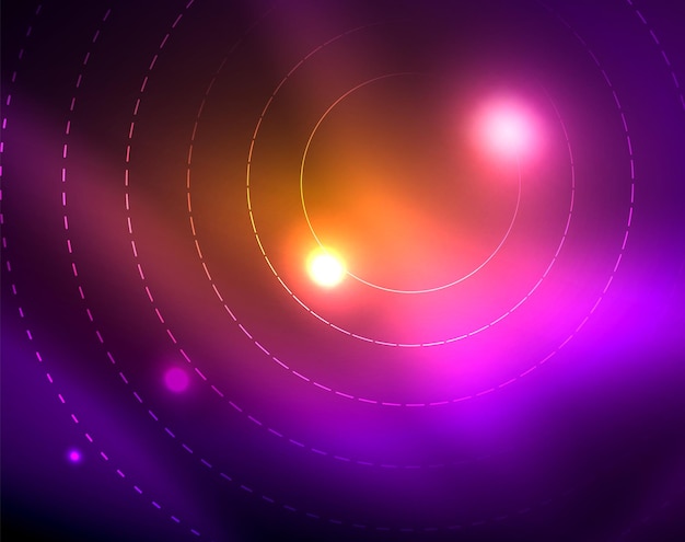 Fondo abstracto de círculos de neón