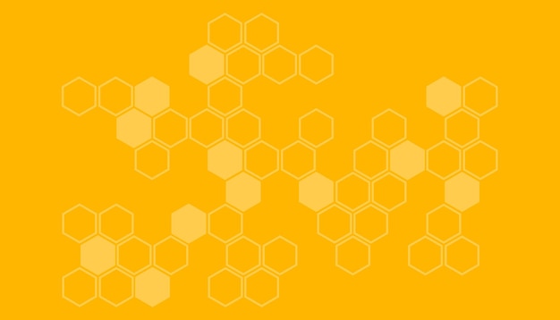 Fondo abstracto con colmena de panal amarilla con celdas de cuadrícula hexagonal en fondo amarillo