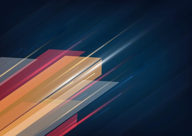 Fondo abstracto con color azul y formas geométricas naranjas