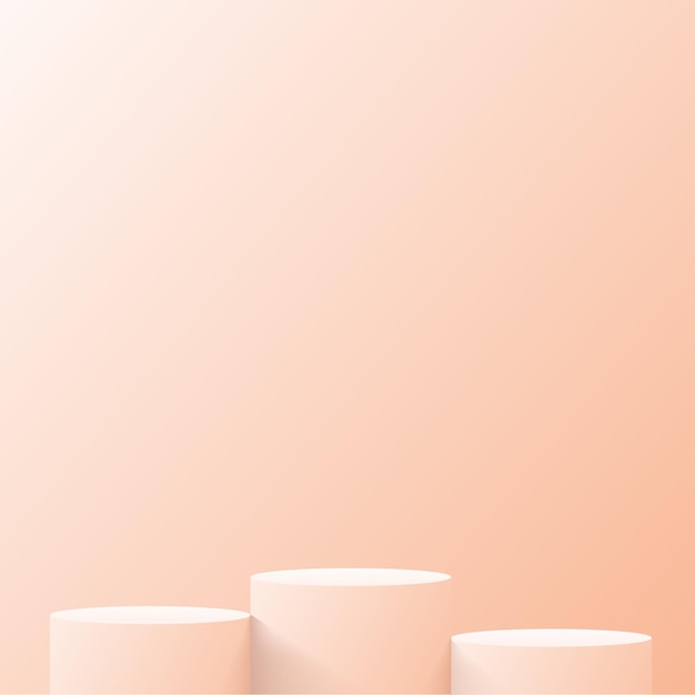 Fondo abstracto con color crema podios geométricos 3D Ilustración vectorial