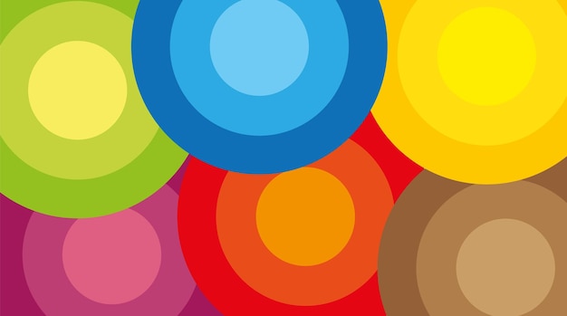 Fondo abstracto colorido con círculos concéntricos de gradiente diseño vectorial con espacio de copia