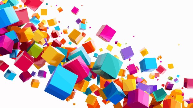 Fondo abstracto colorido con cubos de dibujos animados en 3D